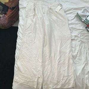 A Nee Day Elegant Cream Wide-Leg Trouser Pants